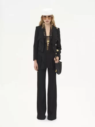 Pantalones sastre acampanados de gabardina de lana