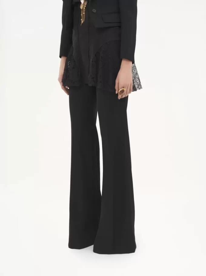 Pantalones sastre acampanados de gabardina de lana Pantalones sastre acampanados de gabardina de lana