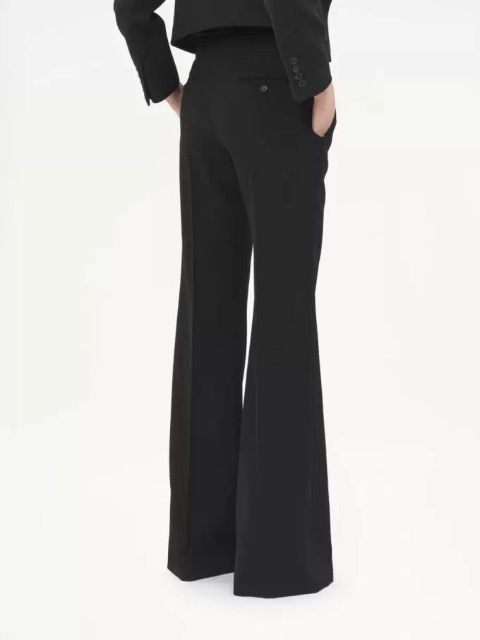Pantalones sastre acampanados de gabardina de lana Pantalones sastre acampanados de gabardina de lana
