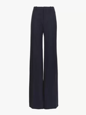 Pantalones sastre acampanados de lana elástica
