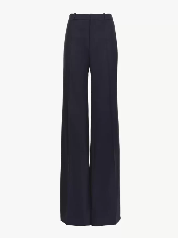 Pantalones sastre acampanados de lana elástica Pantalones sastre acampanados de lana elástica