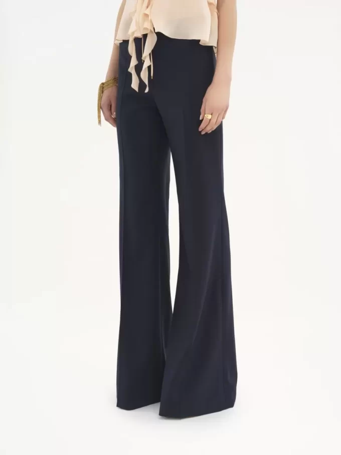 Pantalones sastre acampanados de lana elástica Pantalones sastre acampanados de lana elástica