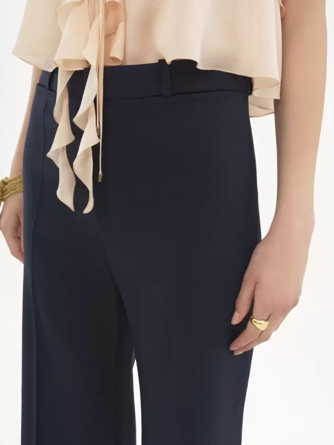 Pantalones sastre acampanados de lana elástica Pantalones sastre acampanados de lana elástica
