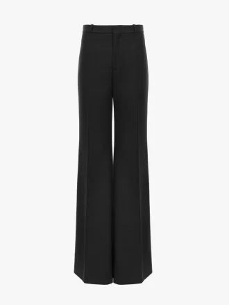 Pantalones sastre acampanados de lana grain de poudre