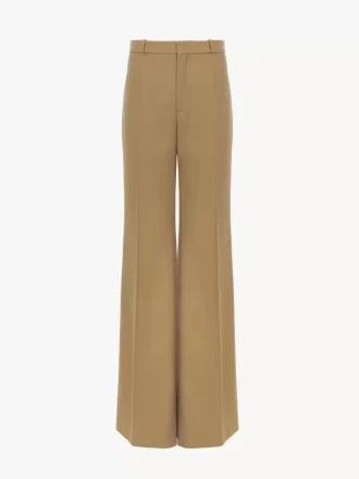 Pantalones sastre acampanados de lana grain de poudre
