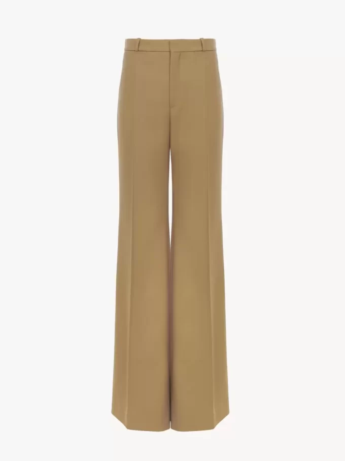 Pantalones sastre acampanados de lana grain de poudre Pantalones sastre acampanados de lana grain de poudre