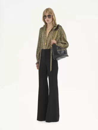 Pantalones sastre acampanados de lana grain de poudre