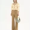 Pantalones sastre acampanados de lana grain de poudre Pantalones sastre acampanados de lana grain de poudre