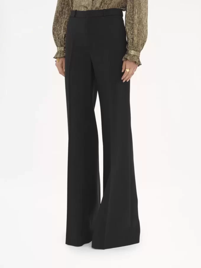 Pantalones sastre acampanados de lana grain de poudre Pantalones sastre acampanados de lana grain de poudre