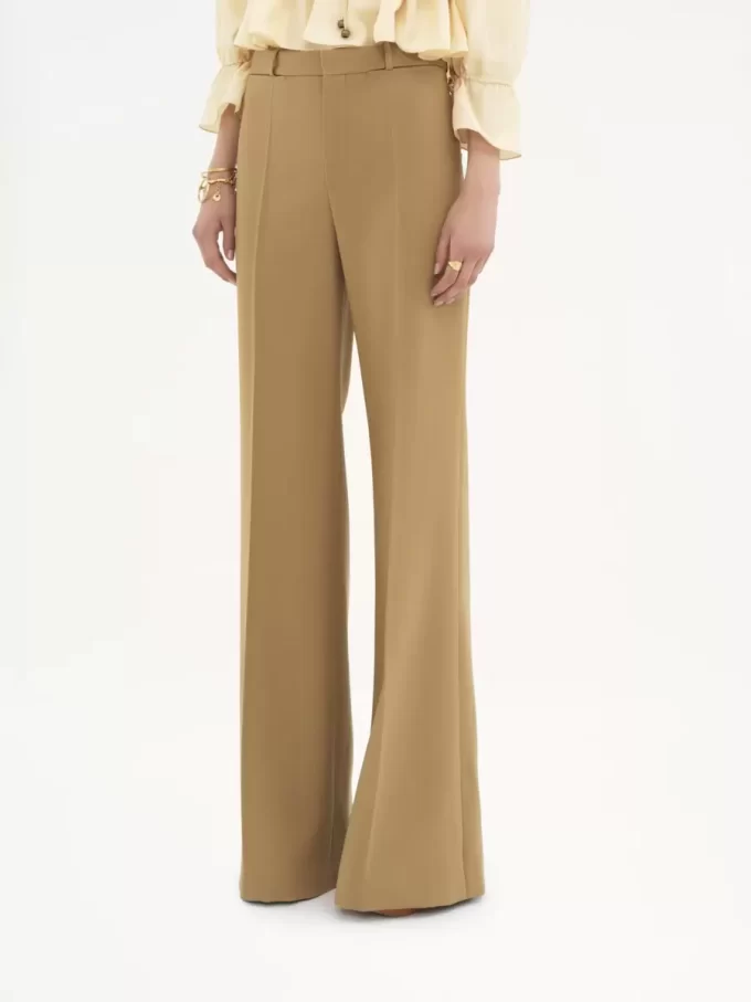Pantalones sastre acampanados de lana grain de poudre Pantalones sastre acampanados de lana grain de poudre