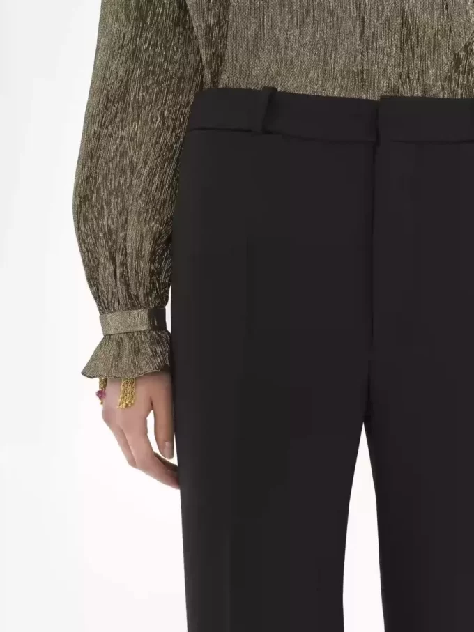 Pantalones sastre acampanados de lana grain de poudre Pantalones sastre acampanados de lana grain de poudre