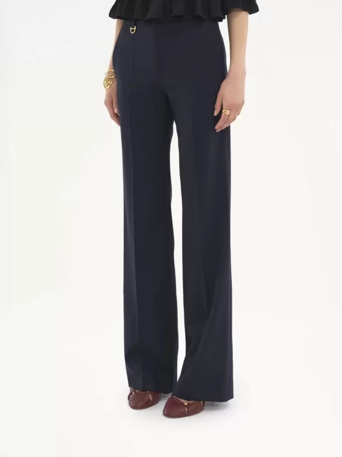 Pantalones sastre de estilo juvenil en lana elástica