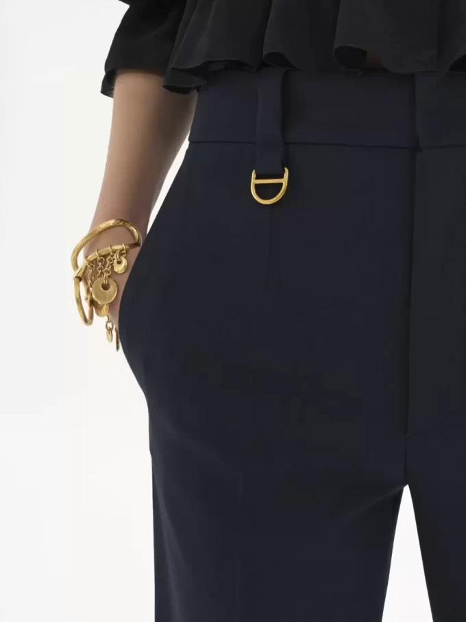 Pantalones sastre de estilo juvenil en lana elástica