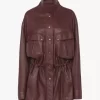 Parka de cuello alto en piel