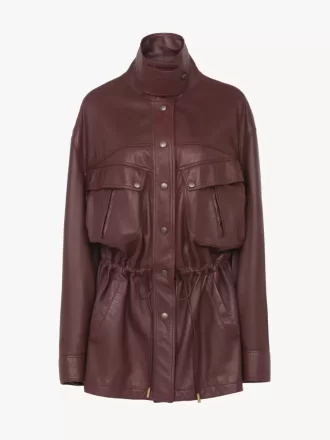 Parka de cuello alto en piel