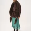 Parka de cuello alto en piel