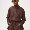 Parka de cuello alto en piel