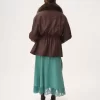 Parka de cuello alto en piel
