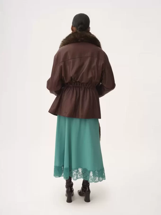 Parka de cuello alto en piel