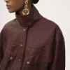 Parka de cuello alto en piel
