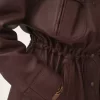 Parka de cuello alto en piel
