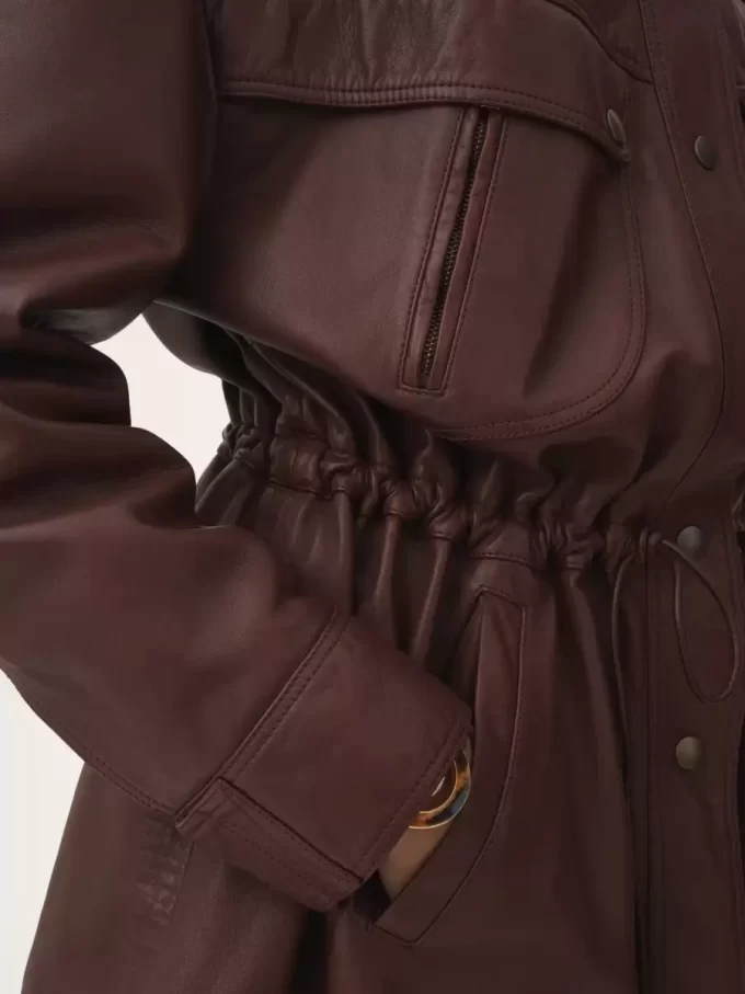 Parka de cuello alto en piel