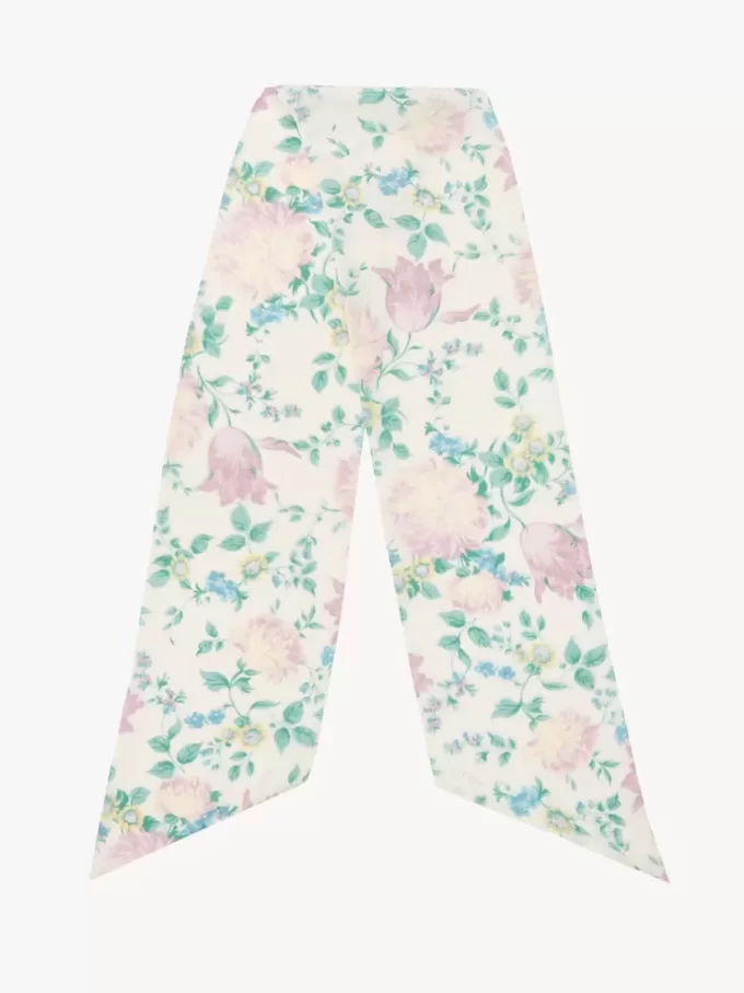 Pañuelo bandeau ancho The Chloé Peonies en charmeuse de seda