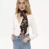 Pañuelo bandeau ancho The Chloé Peonies en charmeuse de seda