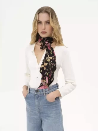 Pañuelo bandeau ancho The Chloé Peonies en charmeuse de seda