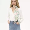 Pañuelo bandeau ancho The Chloé Peonies en charmeuse de seda