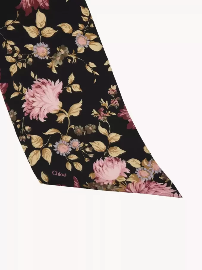 Pañuelo bandeau ancho The Chloé Peonies en charmeuse de seda