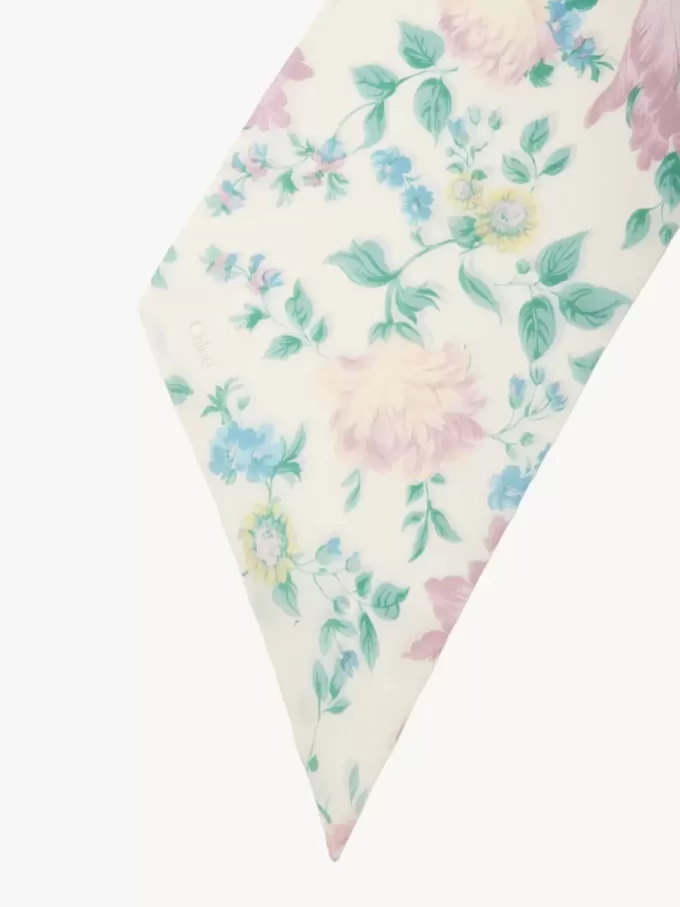 Pañuelo bandeau ancho The Chloé Peonies en charmeuse de seda