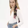 Pañuelo bandeau ancho The Chloé Peonies en charmeuse de seda