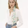 Pañuelo bandeau ancho The Chloé Peonies en charmeuse de seda