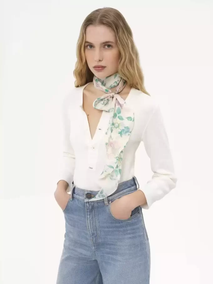 Pañuelo bandeau The Chloé Peonies en charmeuse de seda