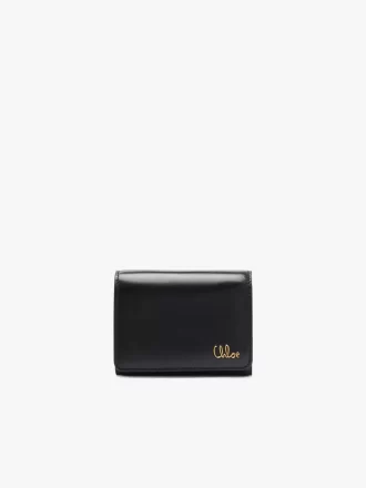 Pequeño bolso Chloé Iconic de tres pliegues con bolsillo para monedas en piel brillante