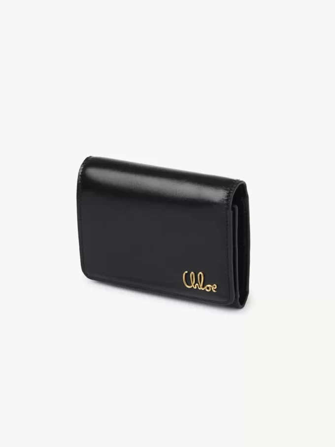 Pequeño bolso Chloé Iconic de tres pliegues con bolsillo para monedas en piel brillante