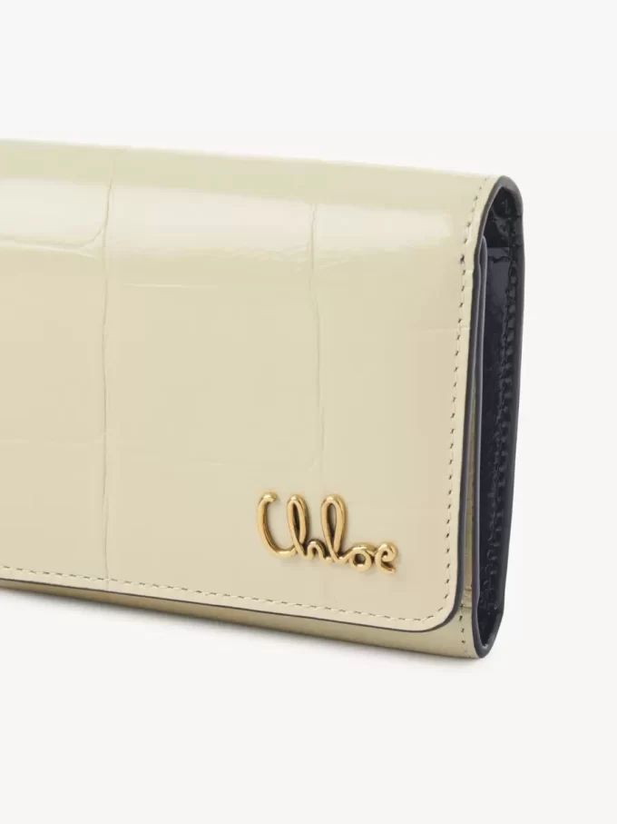 Pequeño bolso Chloé Iconic de tres pliegues en piel efecto cocodrilo