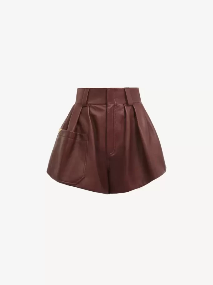 Shorts de tiro alto en piel