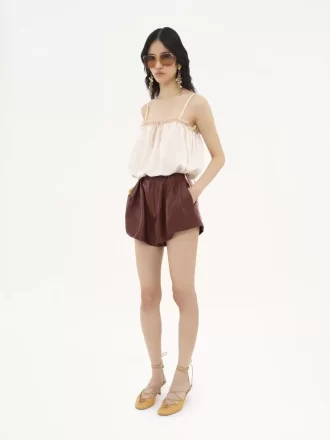Shorts de tiro alto en piel