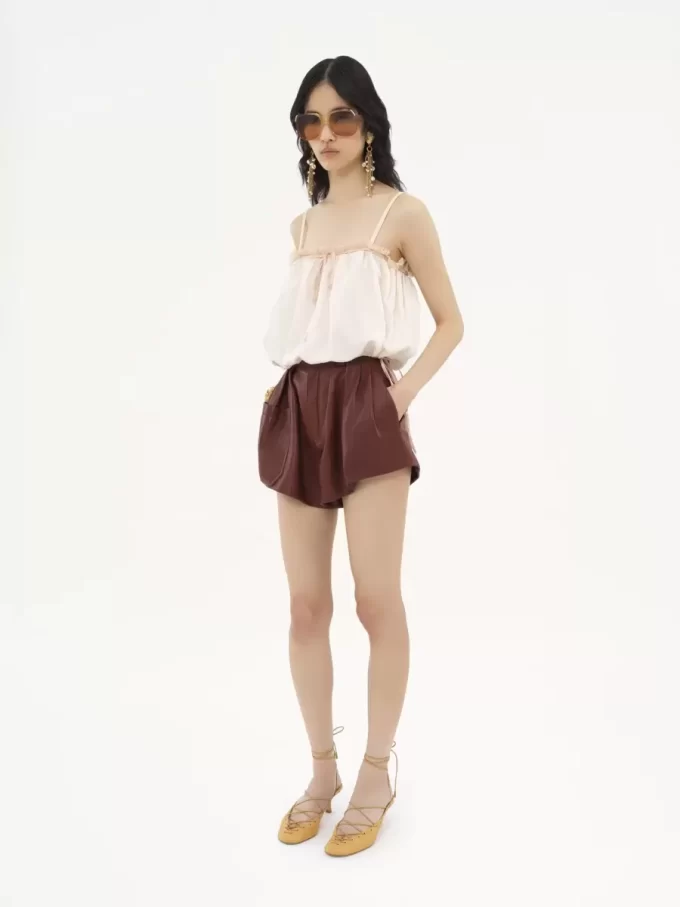 Shorts de tiro alto en piel