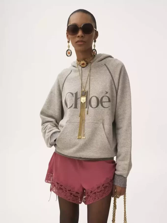 Sudadera con capucha y logotipo de gran tamaño en mezcla de felpa de algodón