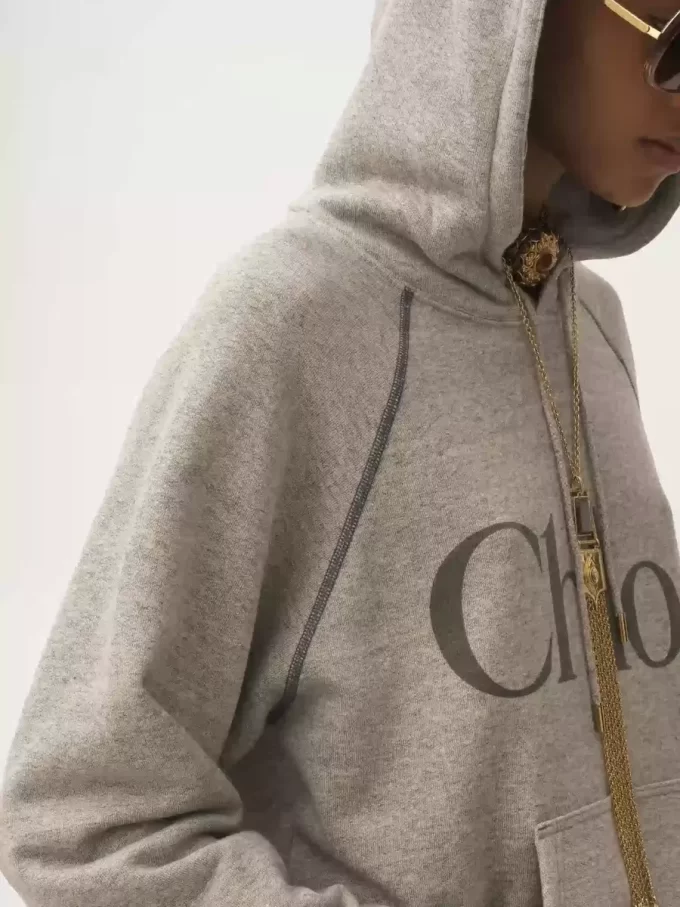 Sudadera con capucha y logotipo de gran tamaño en mezcla de felpa de algodón