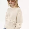 Suéter con logo en punto de lana de alpaca y seda Suéter con logo en punto de lana de alpaca y seda