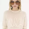 Suéter con logo en punto de lana de alpaca y seda Suéter con logo en punto de lana de alpaca y seda