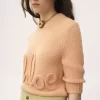 Suéter con logo y mangas hasta el codo en punto de lana de alpaca y seda
