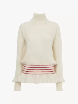 Suéter de cuello alto con logotipo de gran tamaño en punto de lana y mohair