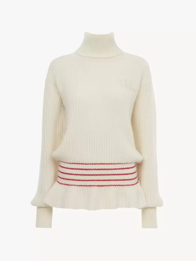 Suéter de cuello alto con logotipo de gran tamaño en punto de lana y mohair Suéter de cuello alto con logotipo de gran tamaño en punto de lana y mohair