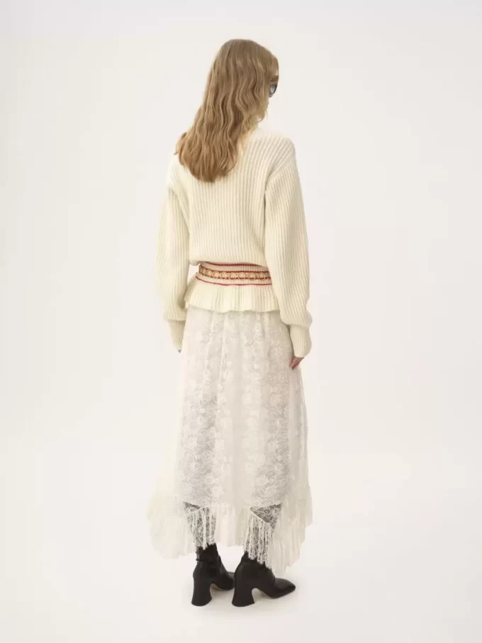 Suéter de cuello alto con logotipo de gran tamaño en punto de lana y mohair Suéter de cuello alto con logotipo de gran tamaño en punto de lana y mohair