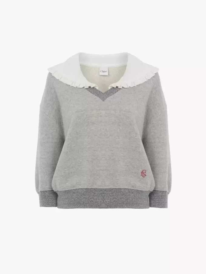 Suéter de cuello en felpa chiné